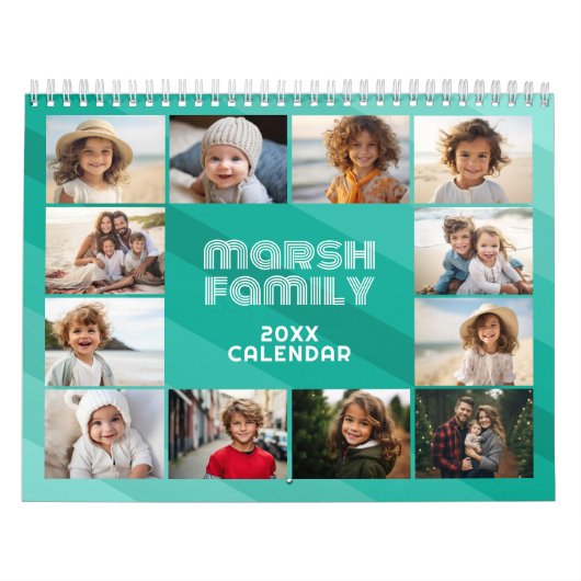 Calendrier Simple Moderne Retro Stripe photo complète chaque (Protection)