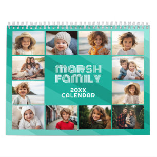 Calendrier Simple Moderne Retro Stripe photo complète chaque