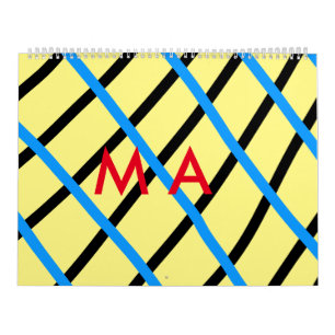 Calendrier Simple monogramme ajouter votre nom lettre man min