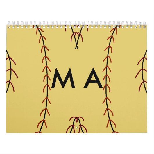 Calendrier Simple monogramme ajouter votre nom lettre man min (Protection)