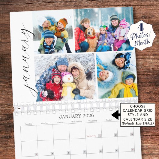 Calendrier Simple Photo Collage 4 Per Month Script Calendar