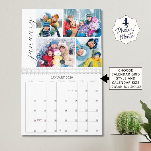Calendrier Simple Photo Collage 4 Per Month Script Calendar