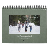 Calendrier Simple sauge vert herbine classique photo de famil (Protection)