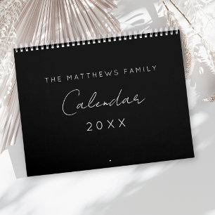 Calendrier Simple Script minimaliste Noir Blanc 2025