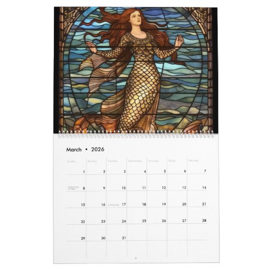 Calendrier Sirène en verre tendu 2 (Mar 2026)