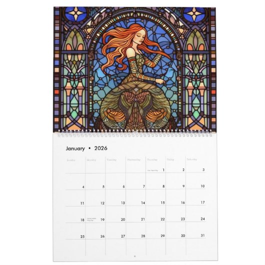Calendrier Sirène en verre tendu 2 (Jan 2026)