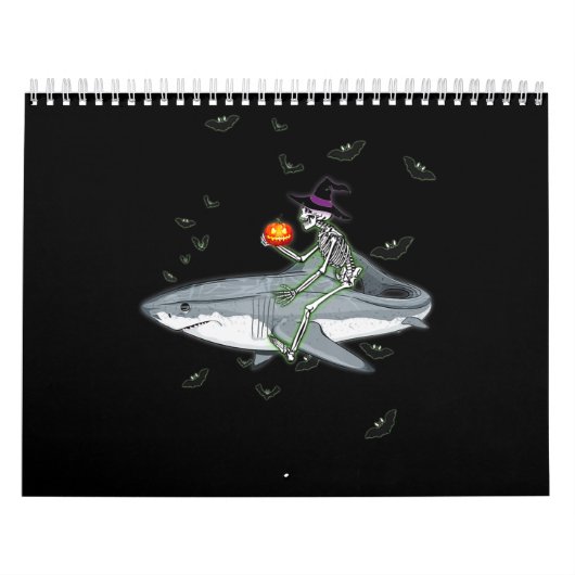 Calendrier Skeleton équitation requin - Drôle cadeau Hallowee (Protection)