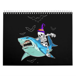 Calendrier Skeleton équitation requin drôle - Crazy Halloween