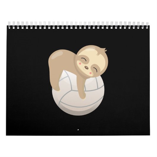 Calendrier Sloth Volleyball Cute Animal Lover Cadeau Long Sle (Protection)
