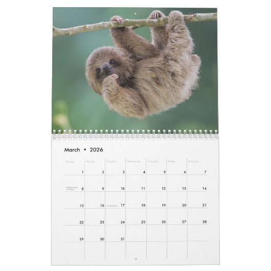 Calendrier Sloths 2023 drôle & mignon paresse (Mar 2026)