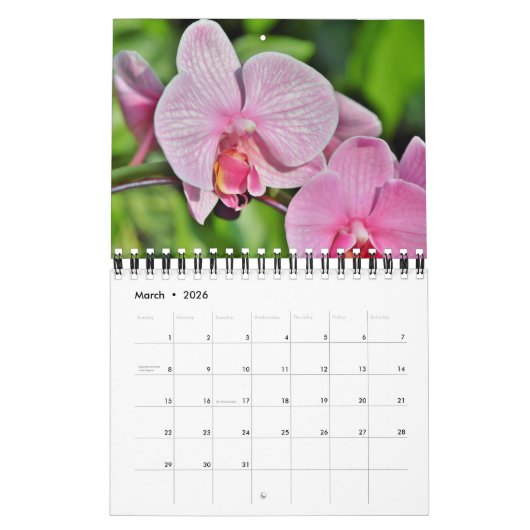 Calendrier Small Size Orchids Calendar (Mar 2026)