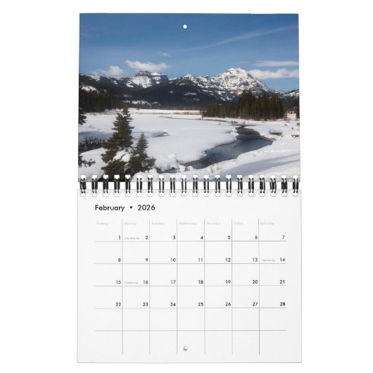 Calendrier Small Size Yellowstone Park Calendar (Feb 2026)