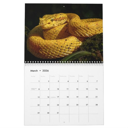 Calendrier Snake Calendar 2026 (Mar 2026)