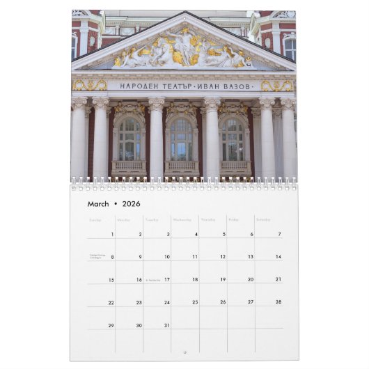 Calendrier Sofia Bulgarie 2026 (Mar 2026)