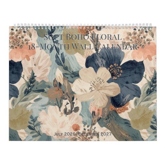 Calendrier Soft Boho Floral 18-Month Wall Calendar (Protection)