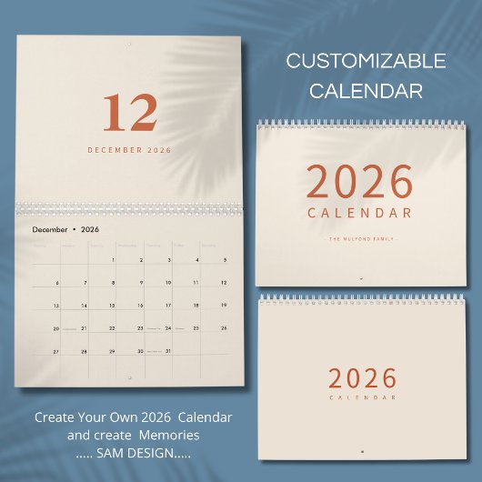 Calendrier Soft Neutral Tones Minimalist Design Calendar