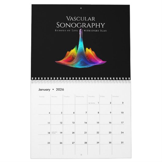 Calendrier Sonographie vasculaire - Ondes Ultrasoniques color (Jan 2026)