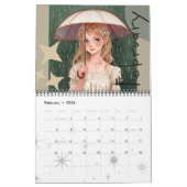 Calendrier Spectaculaire et magnifique aquarelle filles parap (Feb 2026)