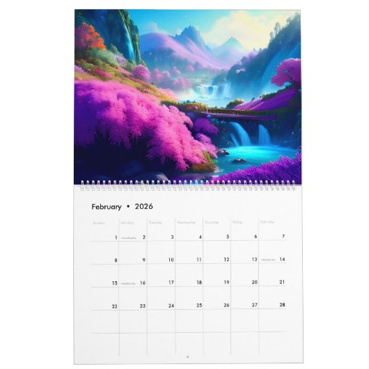 Calendrier Splendide cascade glorieuse 2026 (Feb 2026)