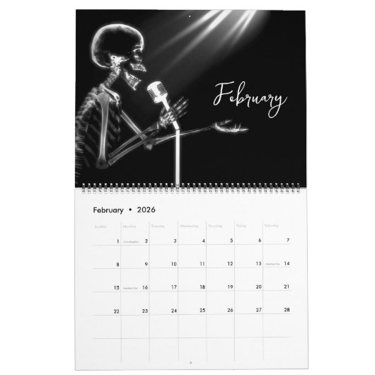 Calendrier Squelette X-Ray noir & blanc (Feb 2026)