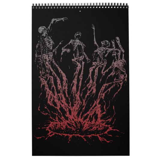 Calendrier Squelettes sortant des flammes (Protection)