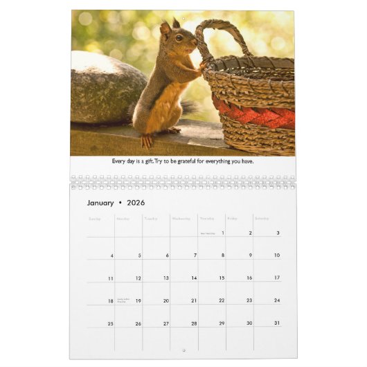Calendrier Squiggy the Squirrel Inspational Wall Calendar (Jan 2026)