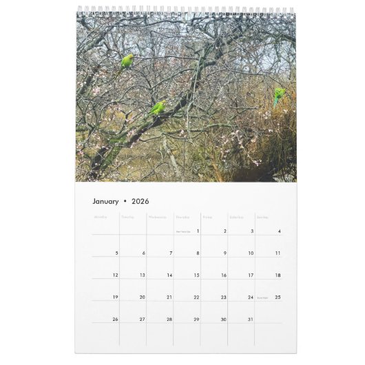 Calendrier St James's Park, London (Jan 2026)