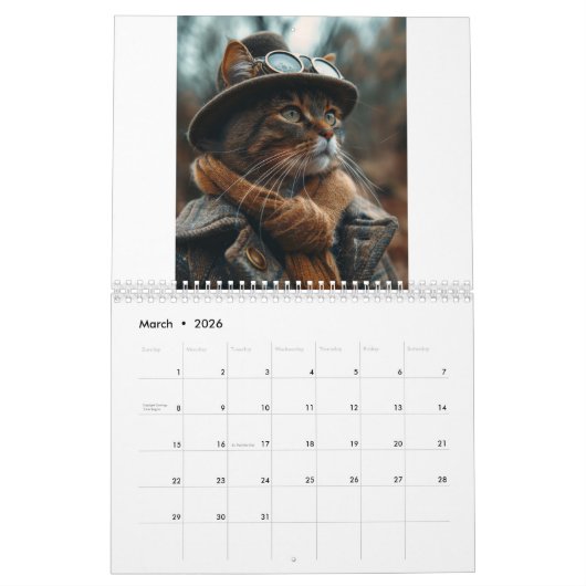 Calendrier Steampunk Chats et Chiens AI (Mar 2026)