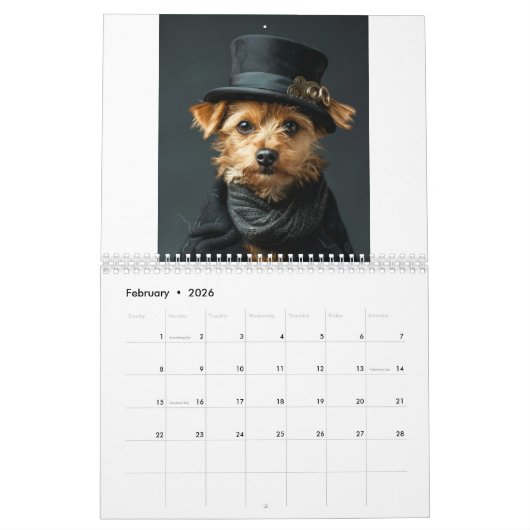 Calendrier Steampunk Chats et Chiens AI (Feb 2026)