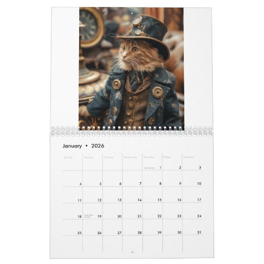 Calendrier Steampunk Chats et Chiens AI (Jan 2026)