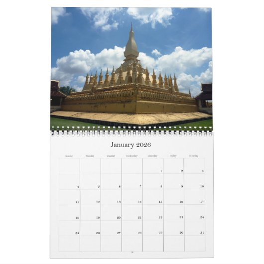 Calendrier stupa d'or 2026 (Jan 2026)