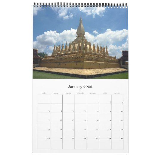 Calendrier stupa d'or cambodia (Jan 2026)