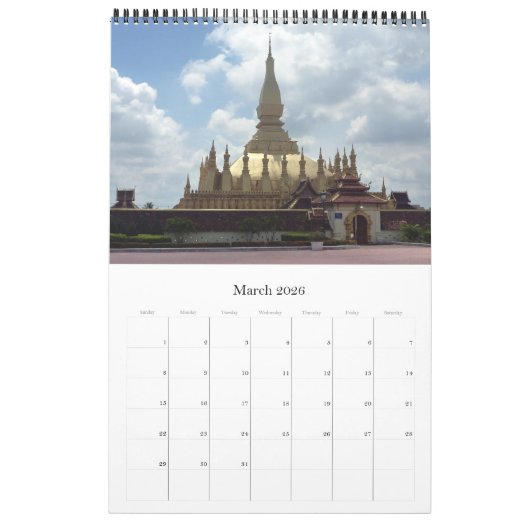 Calendrier stupa d'or cambodia (Mar 2026)