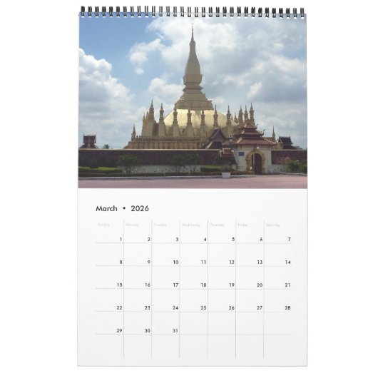 Calendrier stupa doré laos (Mar 2026)