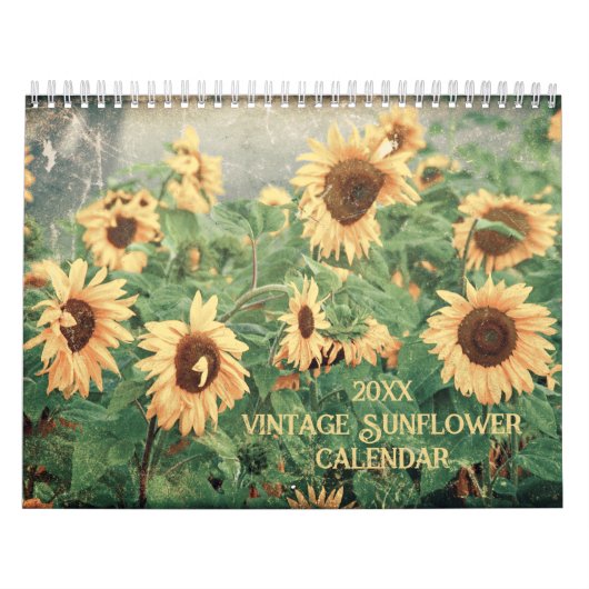 Calendrier Style vintage Tournesol 2024 Rustique Pays (Protection)