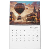 Calendrier Stylo esthétique Cool rétro Cogs Gears Steampunk (Feb 2026)