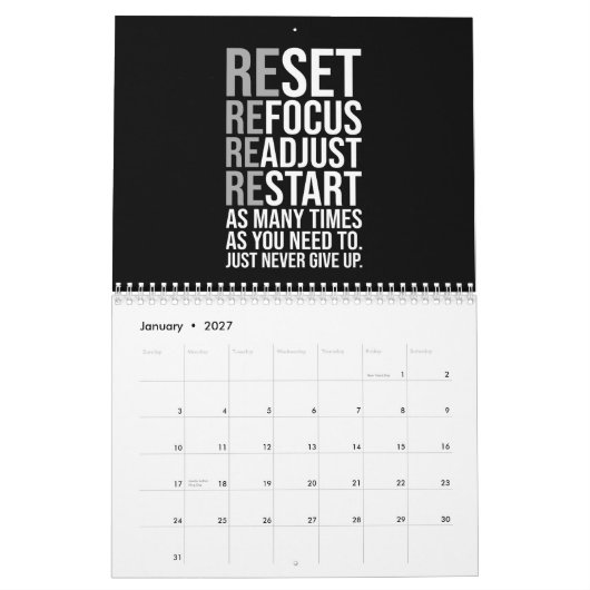 Calendrier Succès Grind Entrepreneur Gym Hustle Inspiration (Jan 2027)