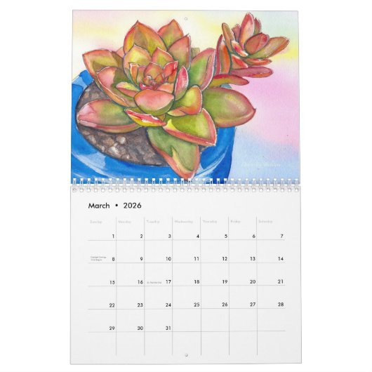 Calendrier Succulent de 12 mois par Debra Lee Bald (Mar 2026)