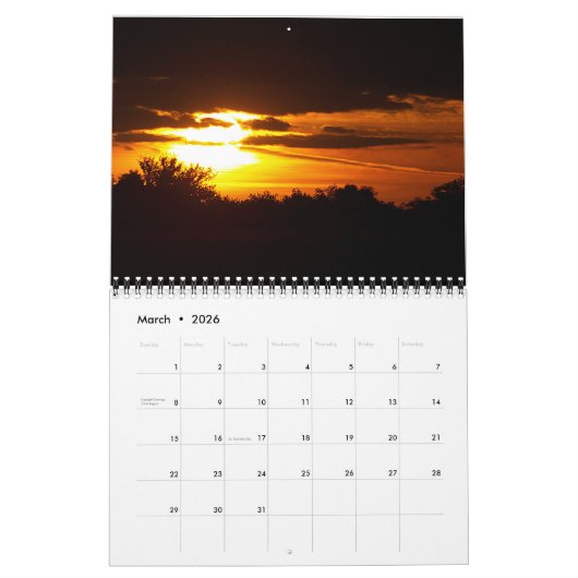 Calendrier Sunrise & Sunset 2026 (Mar 2026)