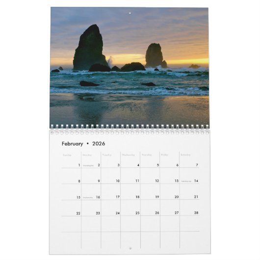 Calendrier Sunrises and Sunsets 2026 Calendar (Feb 2026)