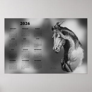 Calendrier, Superbe Cheval Étalon Affiche Annuelle