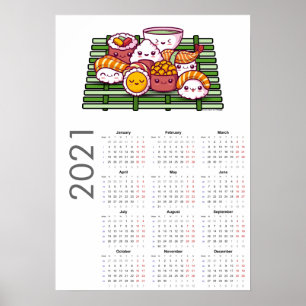 Calendrier Sushi 2021 Affiche