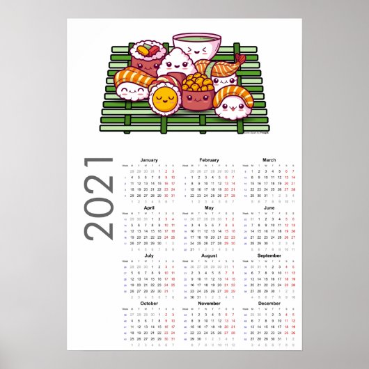 Calendrier Sushi 2021 Affiche (Devant)