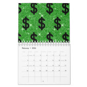 Calendrier SYMBOLE Dollar Noir Argent Entrepreneur Wall Stree (Feb 2026)