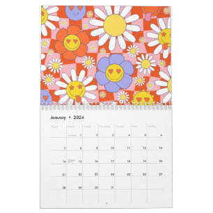 Calendrier Tableau de contrôle floral de marguerite super, an