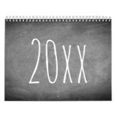 Calendrier Tableau noir et blanc Apparence Texte moderne 2020 (Protection)
