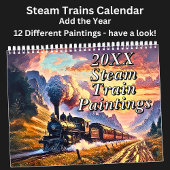 Calendrier Tableaux De Train À Vapeur, 12 Différents,