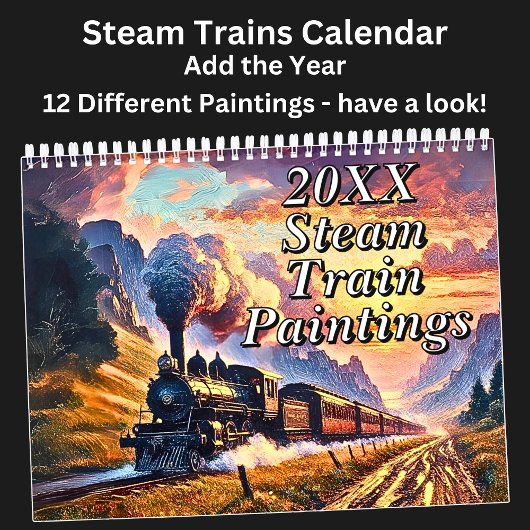 Calendrier Tableaux De Train À Vapeur, 12 Différents,