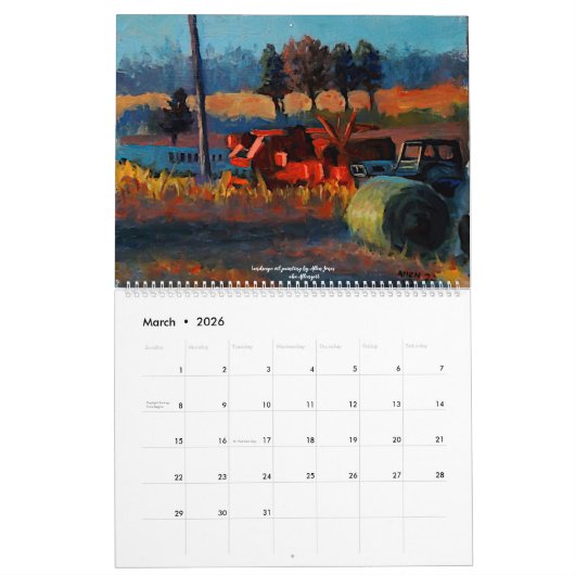 Calendrier tableaux originaux, objets de collection (Mar 2026)