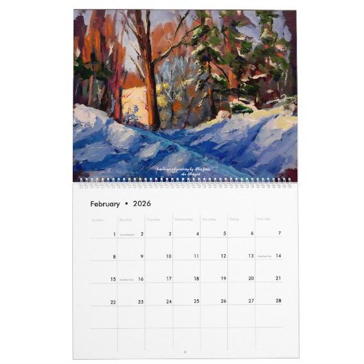 Calendrier tableaux originaux, objets de collection (Feb 2026)